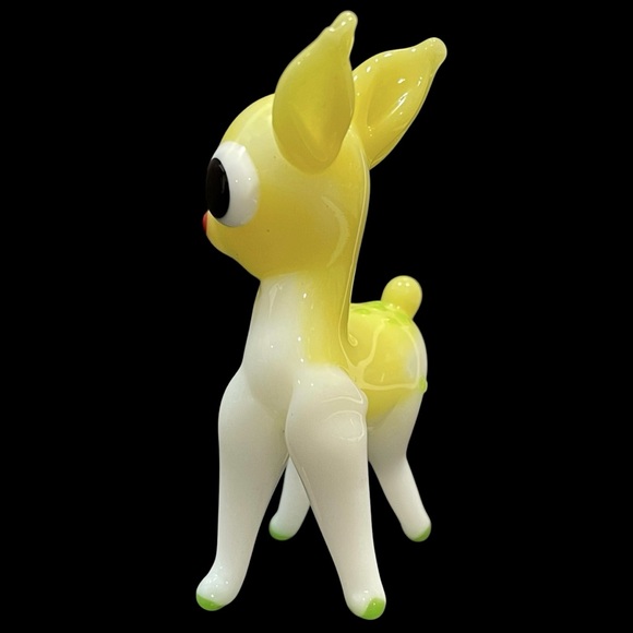 Vintage 1990s Art Glass Miniature Yellow Fawn Mini Sculpture - Unique Whimsical - Picture 3 of 12